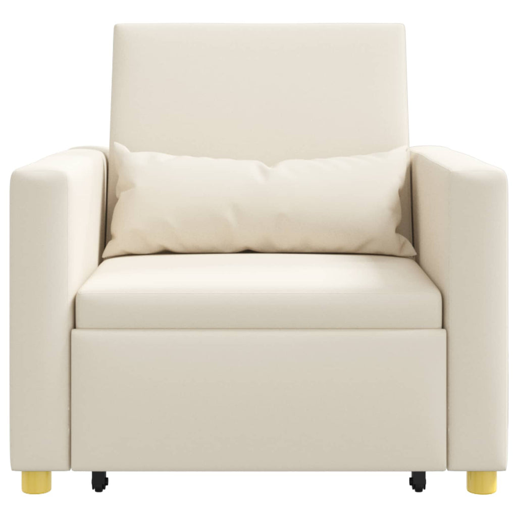 vidaXL Rozkładana sofa jednoosobowa Kremowy biały 90 x 165 x 87 cm