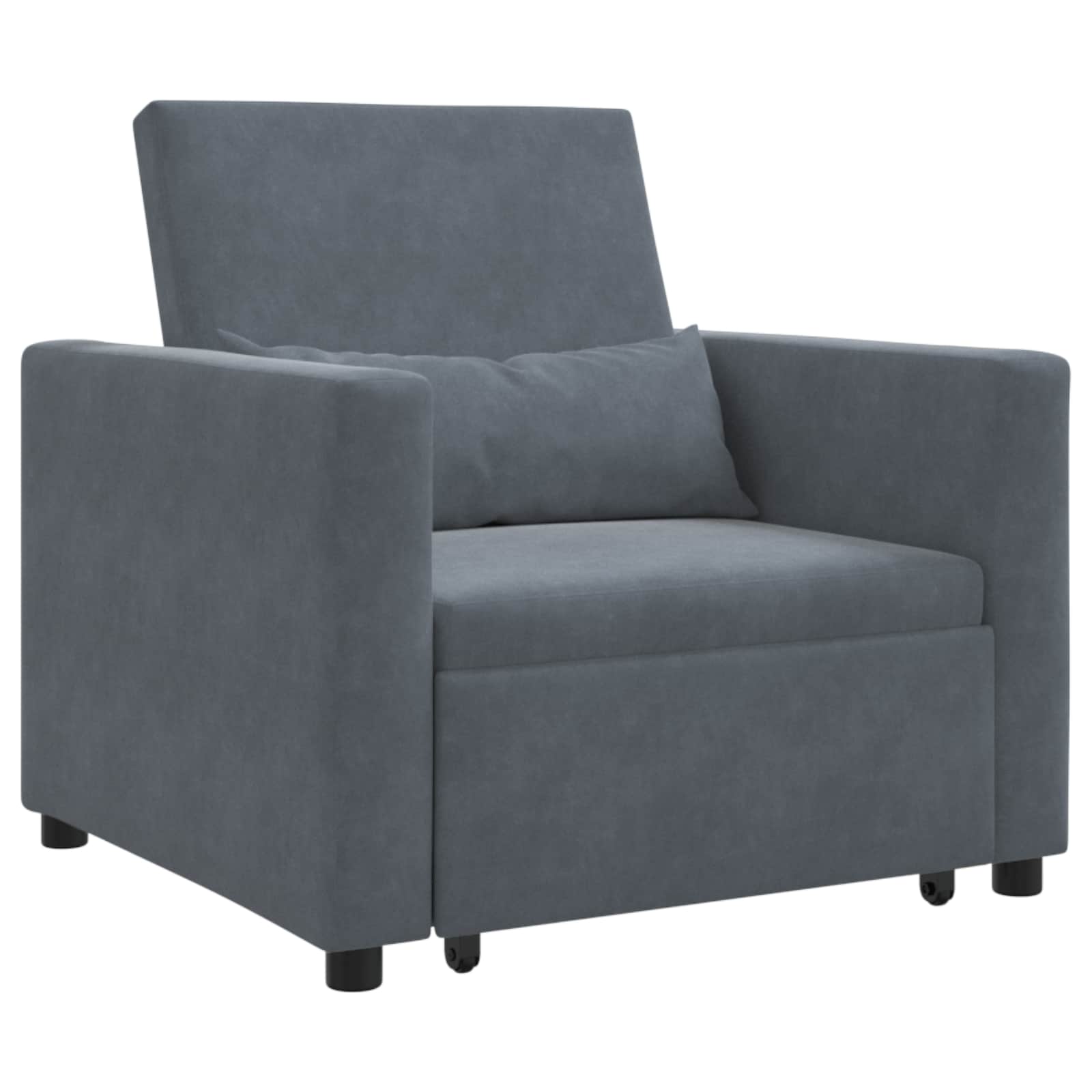 vidaXL Rozkładana sofa jednoosobowa z kółkami ciemno szary Aksamit