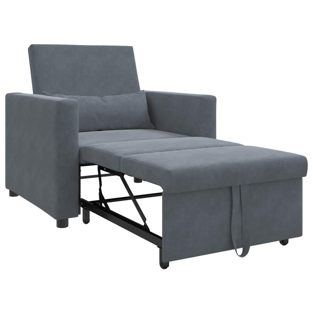 vidaXL Rozkładana sofa jednoosobowa z kółkami ciemno szary Aksamit