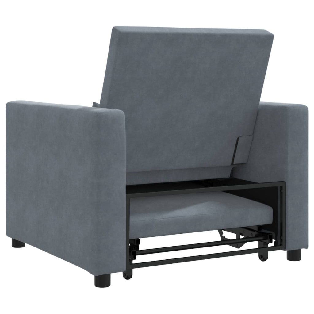 vidaXL Rozkładana sofa jednoosobowa z kółkami ciemno szary Aksamit