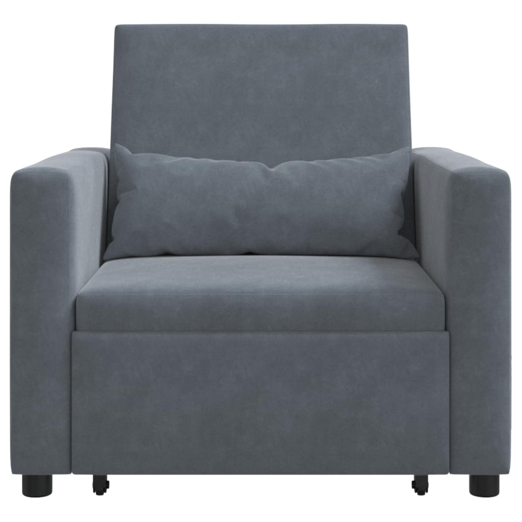 vidaXL Rozkładana sofa jednoosobowa z kółkami ciemno szary Aksamit