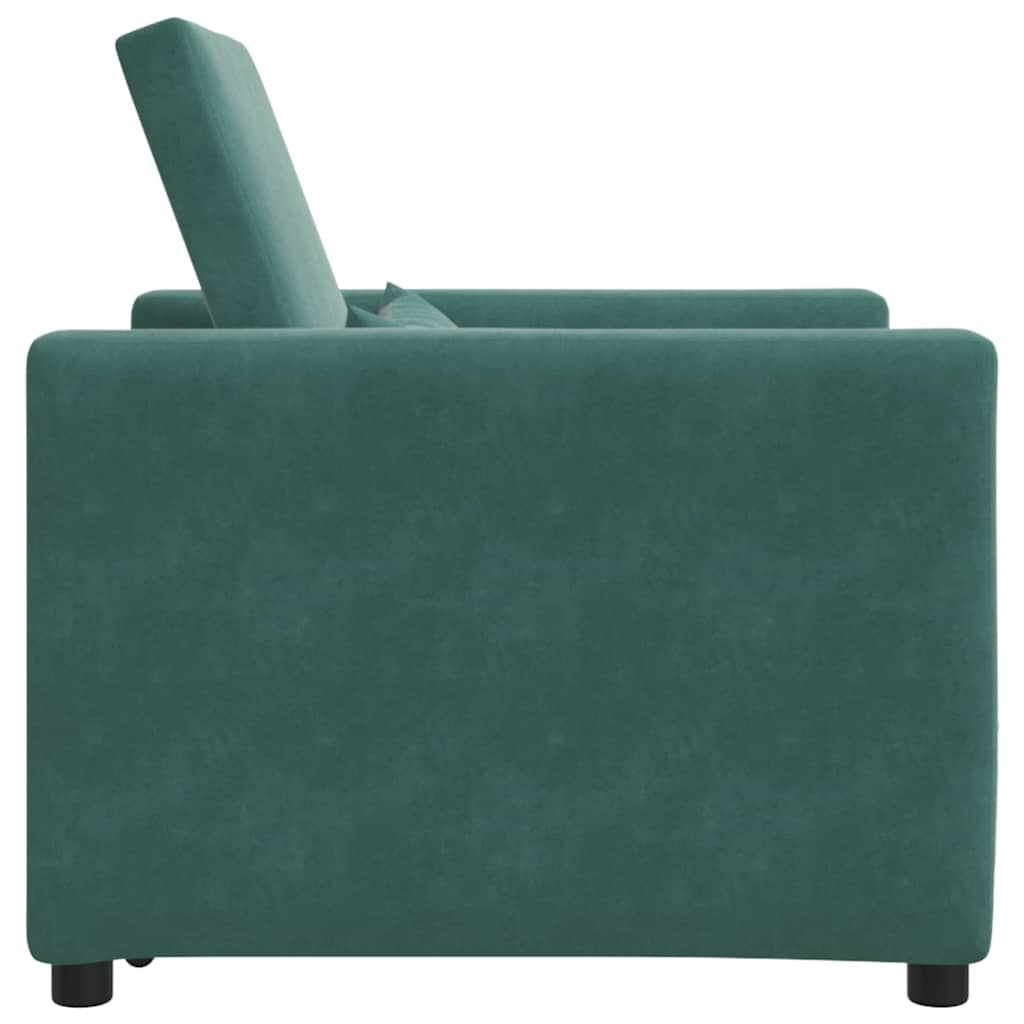 vidaXL Rozkładana sofa jednoosobowa z kółkami Ciemnozielony Aksamit