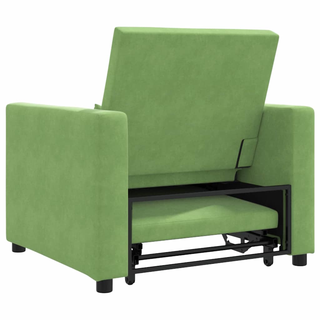 vidaXL Rozkładana sofa jednoosobowa z kółkami jasnozielony Aksamit