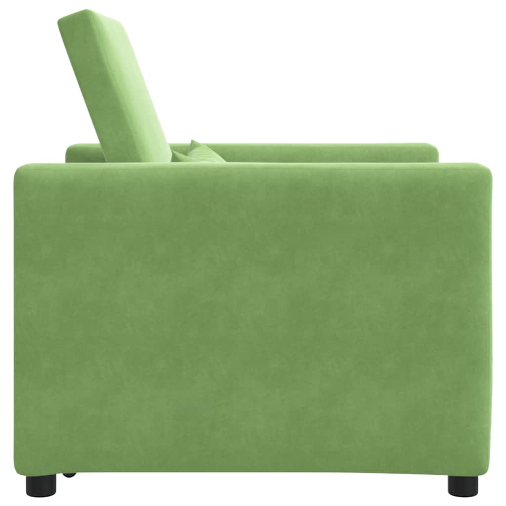 vidaXL Rozkładana sofa jednoosobowa z kółkami jasnozielony Aksamit