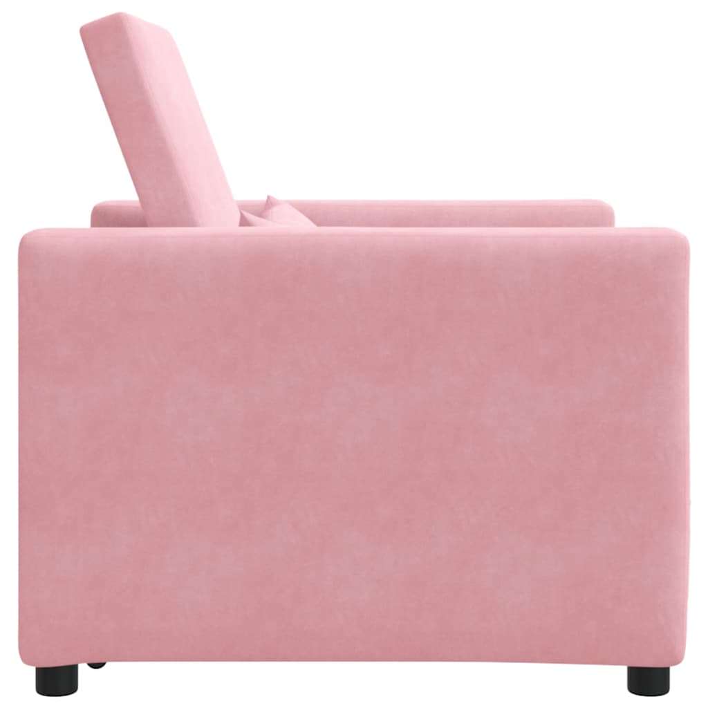 vidaXL Rozkładana sofa jednoosobowa z kółkami jasnoróżowy Aksamit