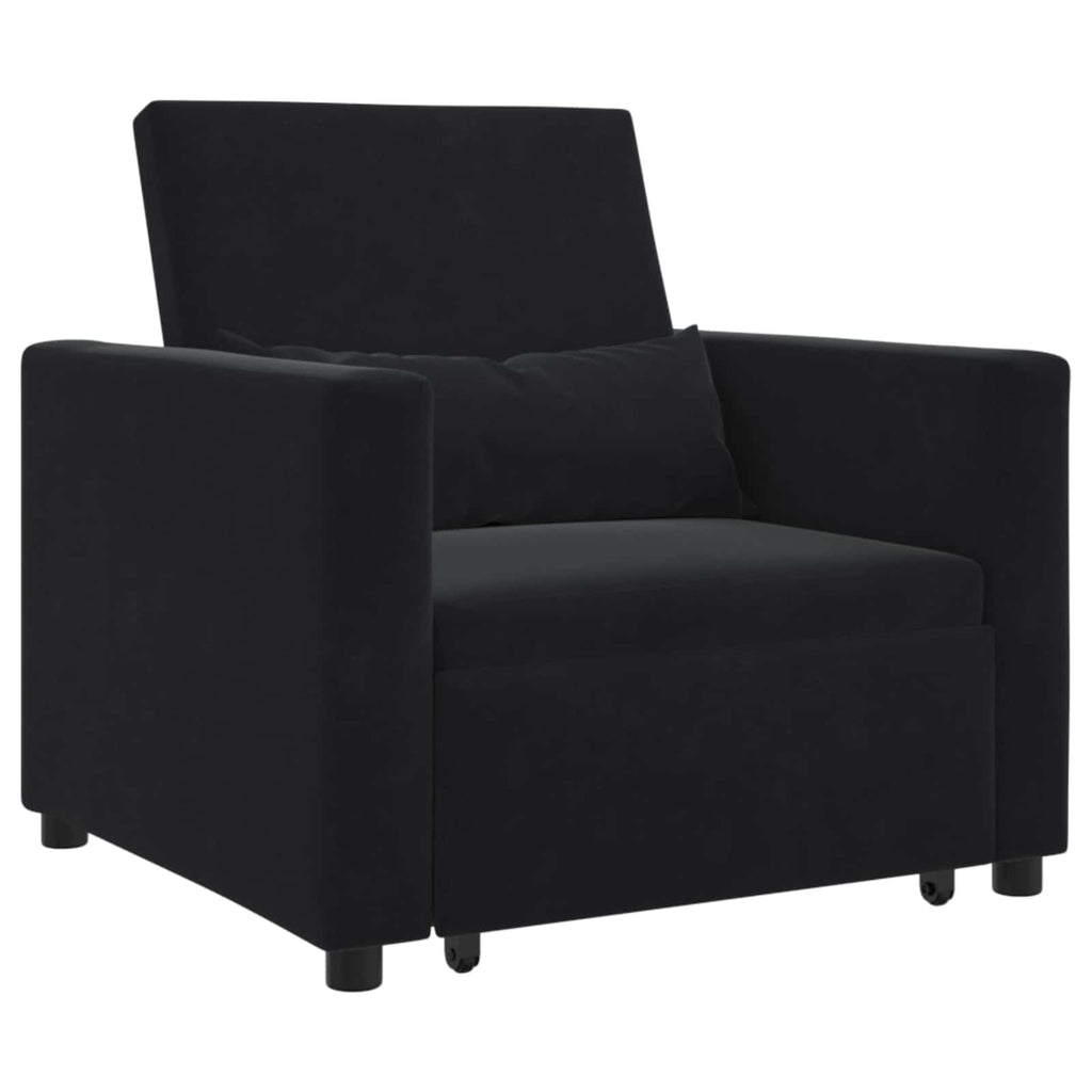 vidaXL Rozkładana sofa jednoosobowa z kółkami Czarny Aksamit