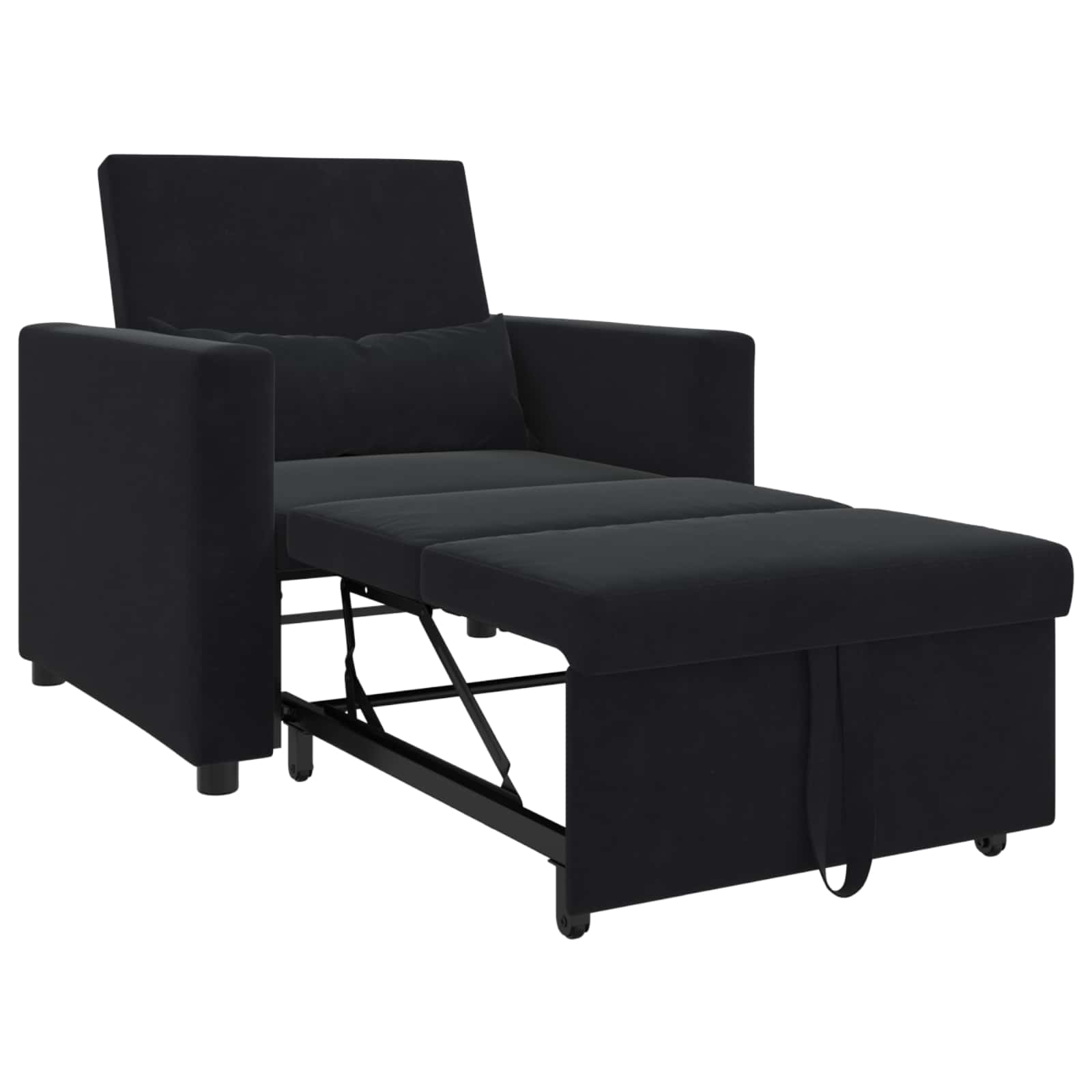 vidaXL Rozkładana sofa jednoosobowa z kółkami Czarny Aksamit
