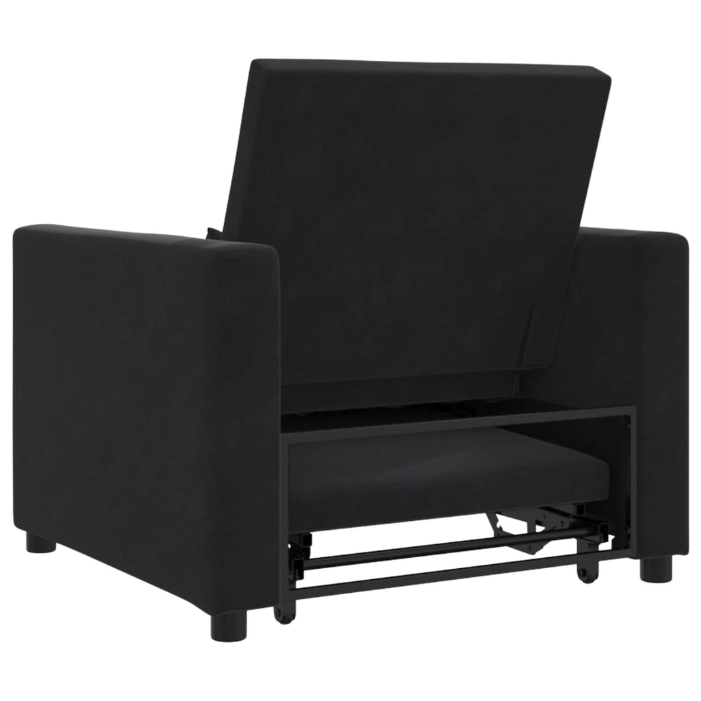 vidaXL Rozkładana sofa jednoosobowa z kółkami Czarny Aksamit