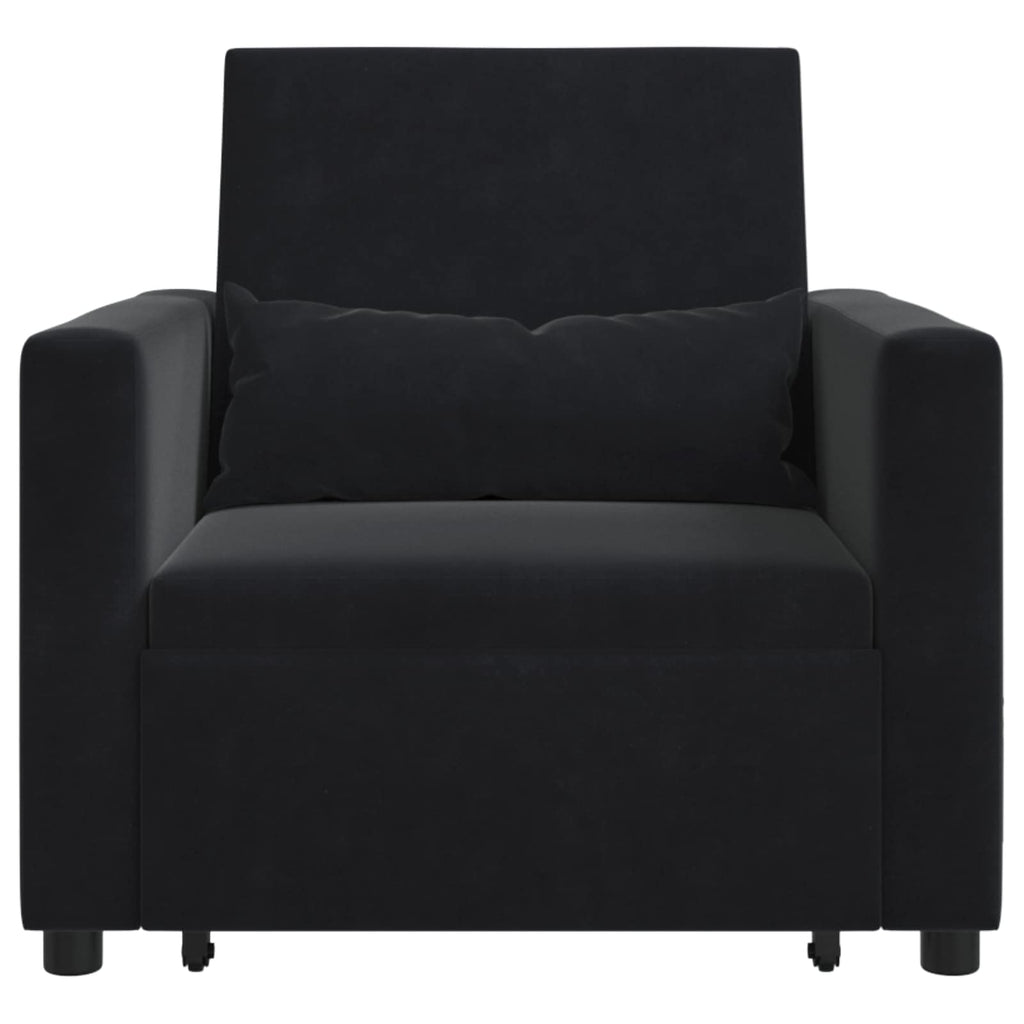 vidaXL Rozkładana sofa jednoosobowa z kółkami Czarny Aksamit