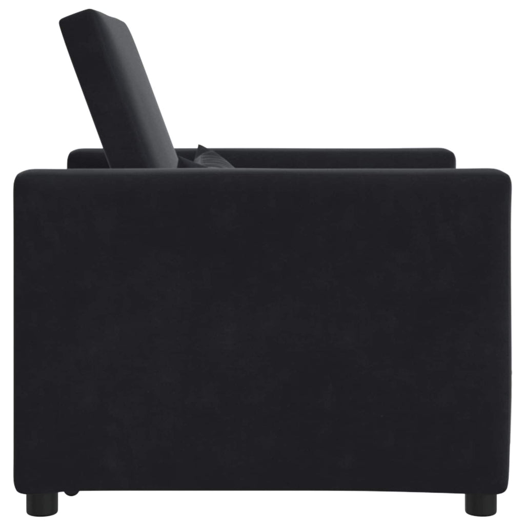 vidaXL Rozkładana sofa jednoosobowa z kółkami Czarny Aksamit