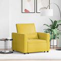 vidaXL Rozkładana sofa jednoosobowa z kółkami Żółty Aksamit