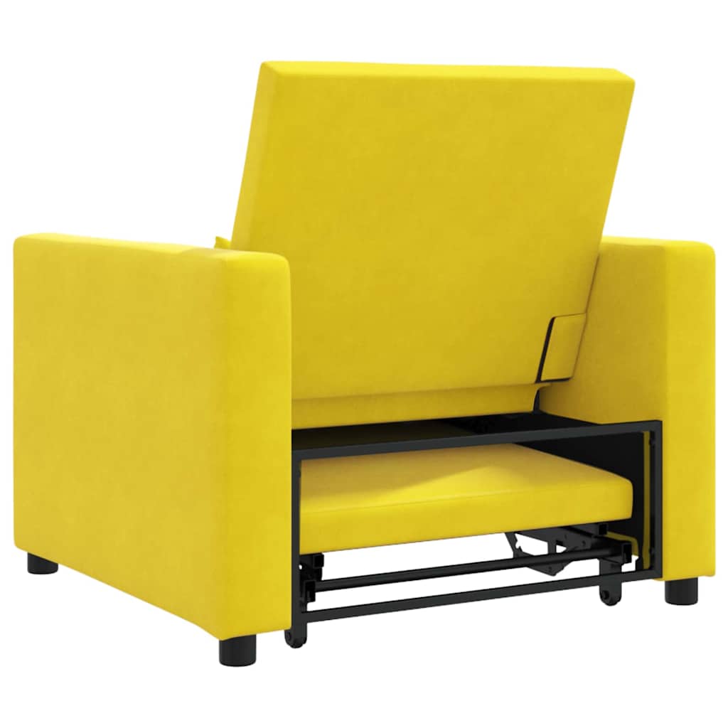 vidaXL Rozkładana sofa jednoosobowa z kółkami Żółty Aksamit