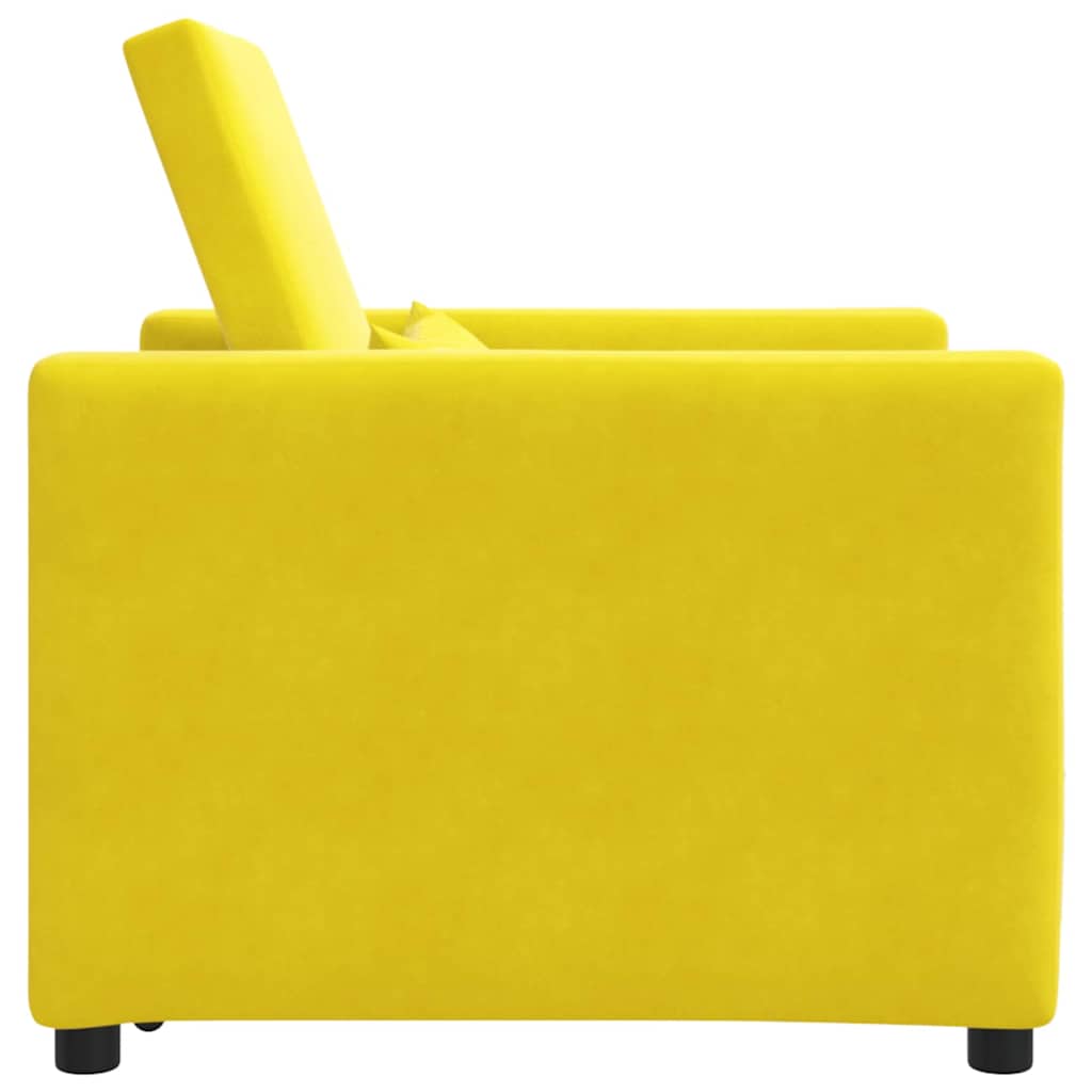 vidaXL Rozkładana sofa jednoosobowa z kółkami Żółty Aksamit