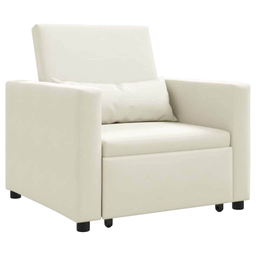 vidaXL Rozkładana sofa jednoosobowa z kółkami Kremowy Aksamit