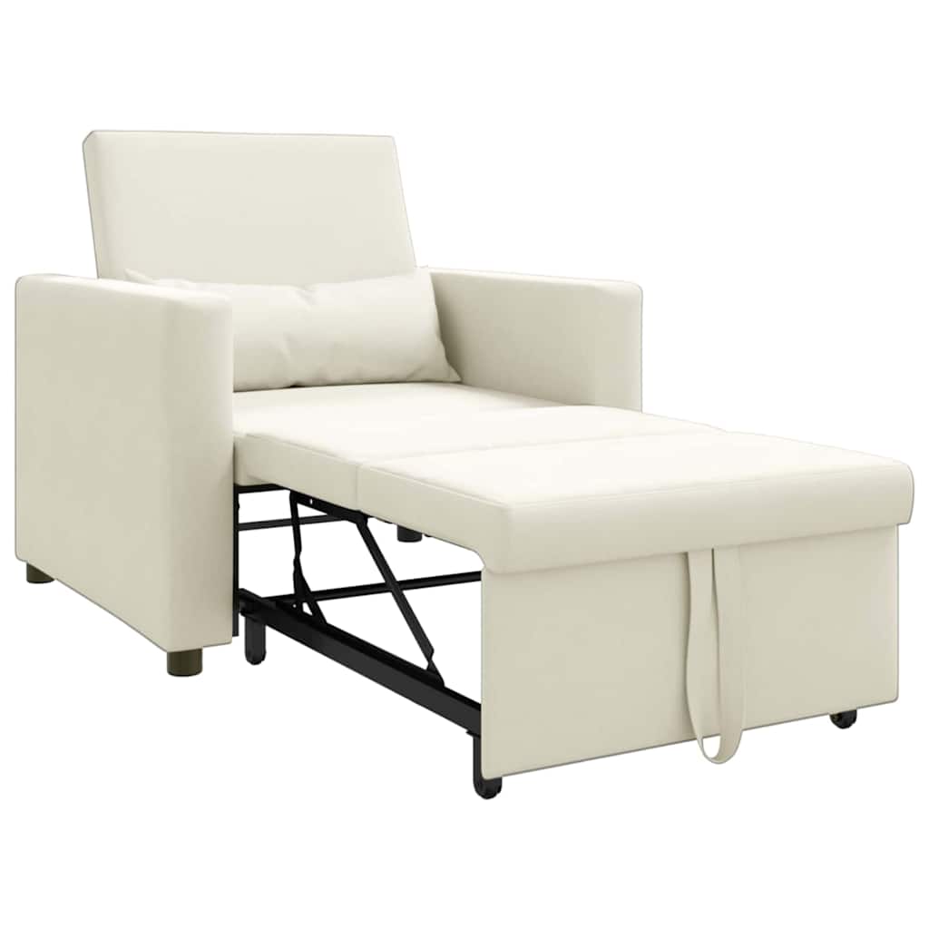 vidaXL Rozkładana sofa jednoosobowa z kółkami Kremowy Aksamit