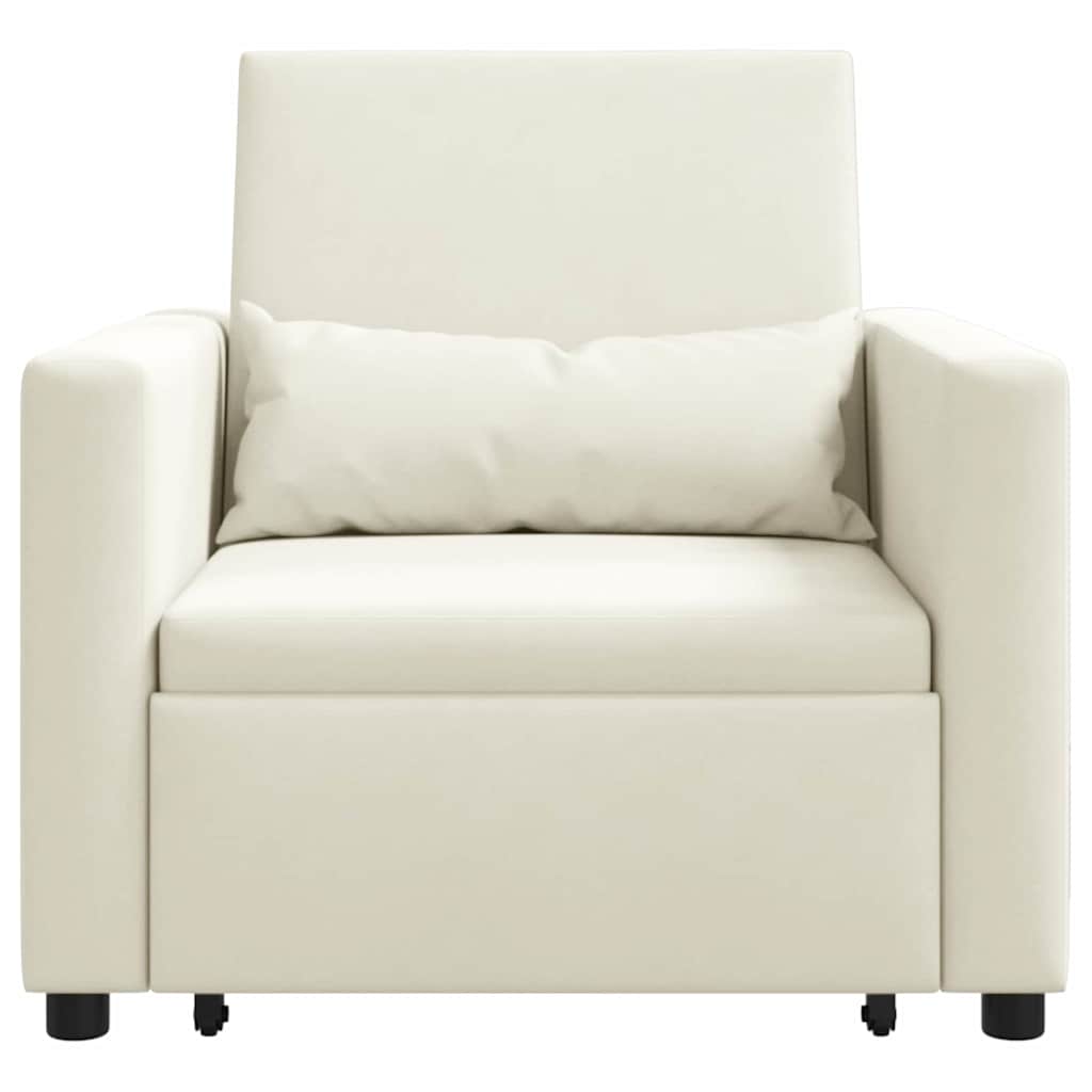 vidaXL Rozkładana sofa jednoosobowa z kółkami Kremowy Aksamit