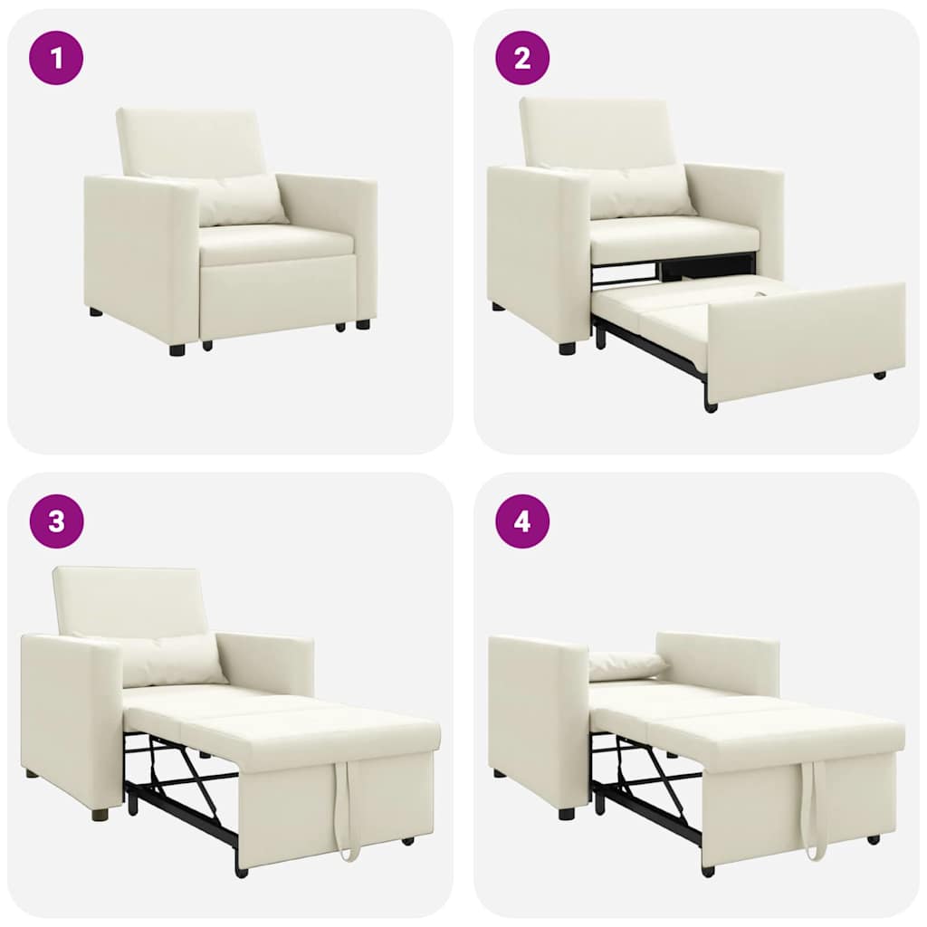 vidaXL Rozkładana sofa jednoosobowa z kółkami Kremowy Aksamit