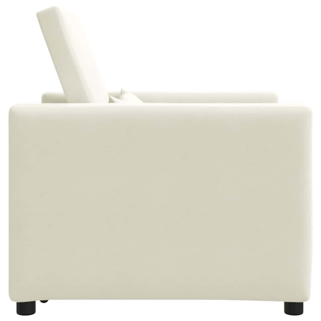 vidaXL Rozkładana sofa jednoosobowa z kółkami Kremowy Aksamit