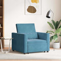 vidaXL Rozkładana sofa jednoosobowa z kółkami Niebieski Aksamit