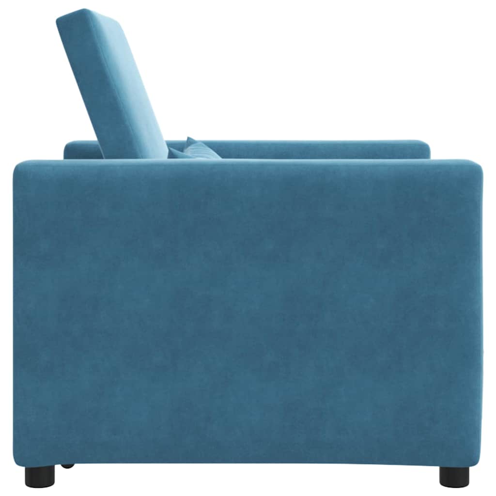 vidaXL Rozkładana sofa jednoosobowa z kółkami Niebieski Aksamit