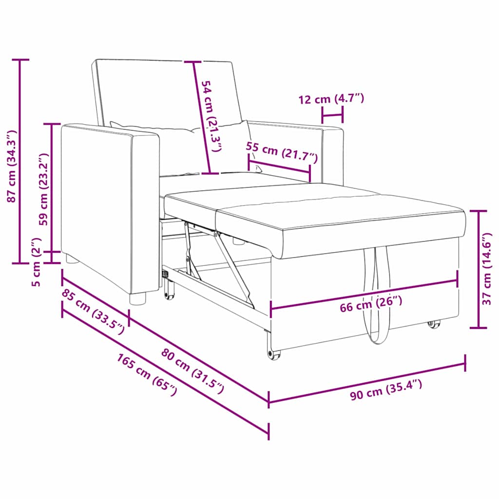 vidaXL Rozkładana sofa jednoosobowa z kółkami Niebieski Aksamit