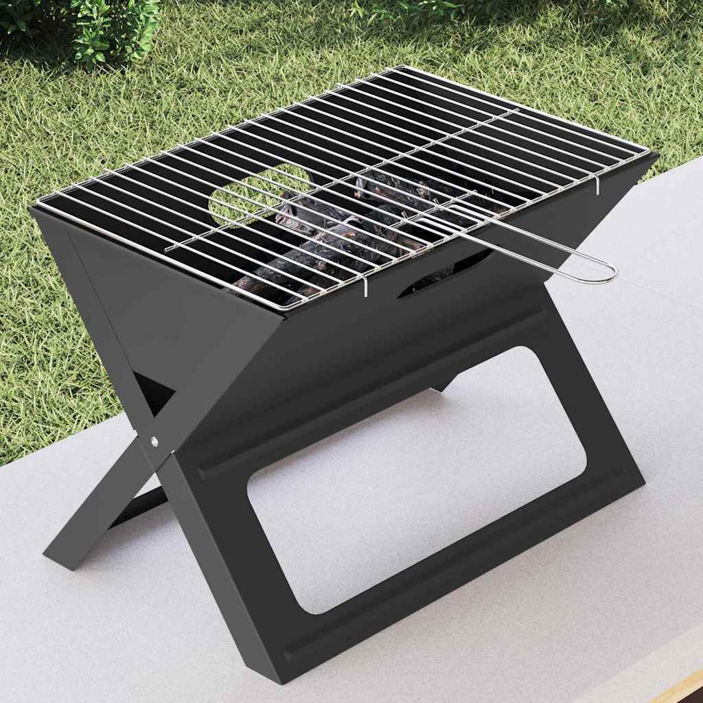 vidaXL Grill na świeżym powietrzu Czarny 46 x 31 x 31 cm Stal