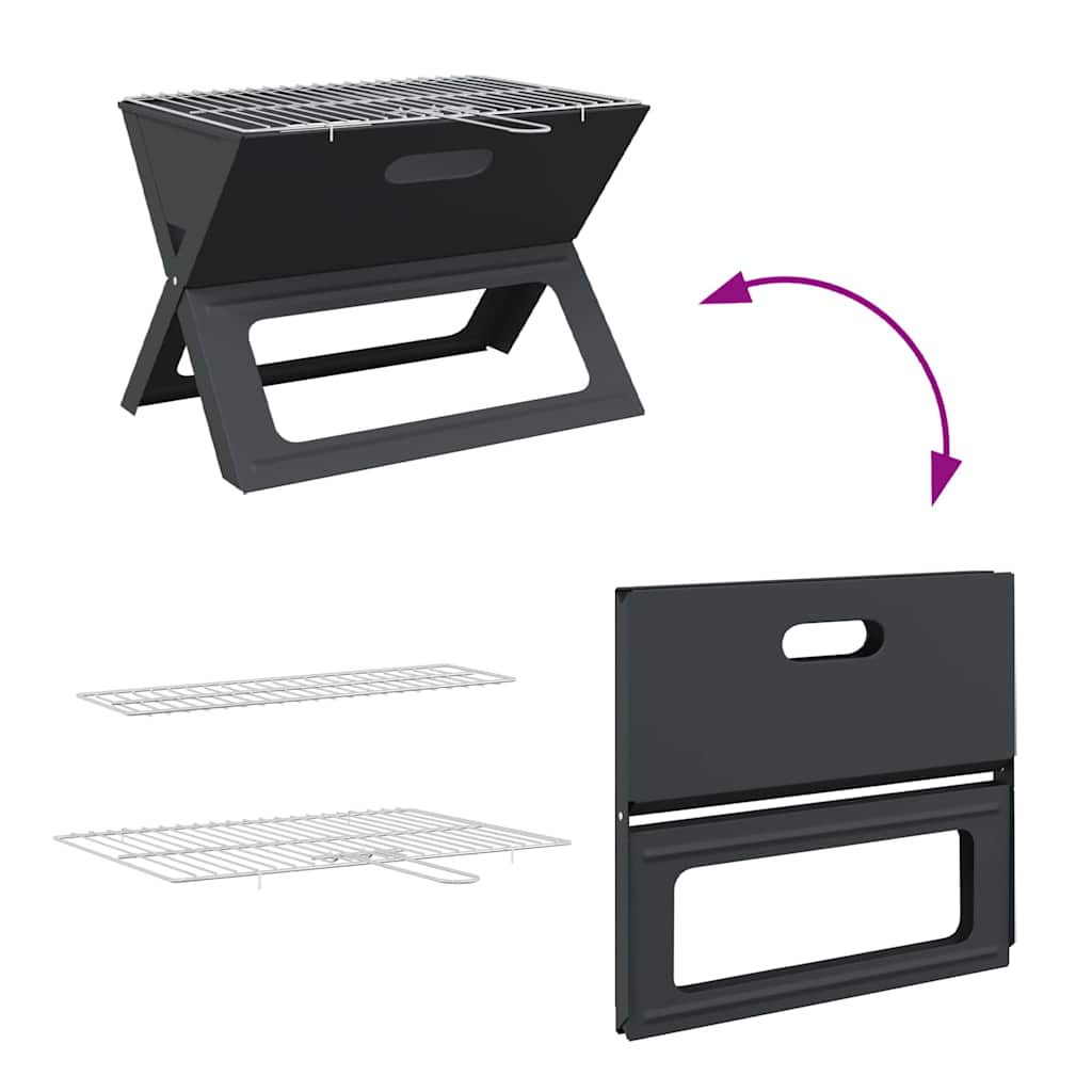vidaXL Grill na świeżym powietrzu Czarny 46 x 31 x 31 cm Stal
