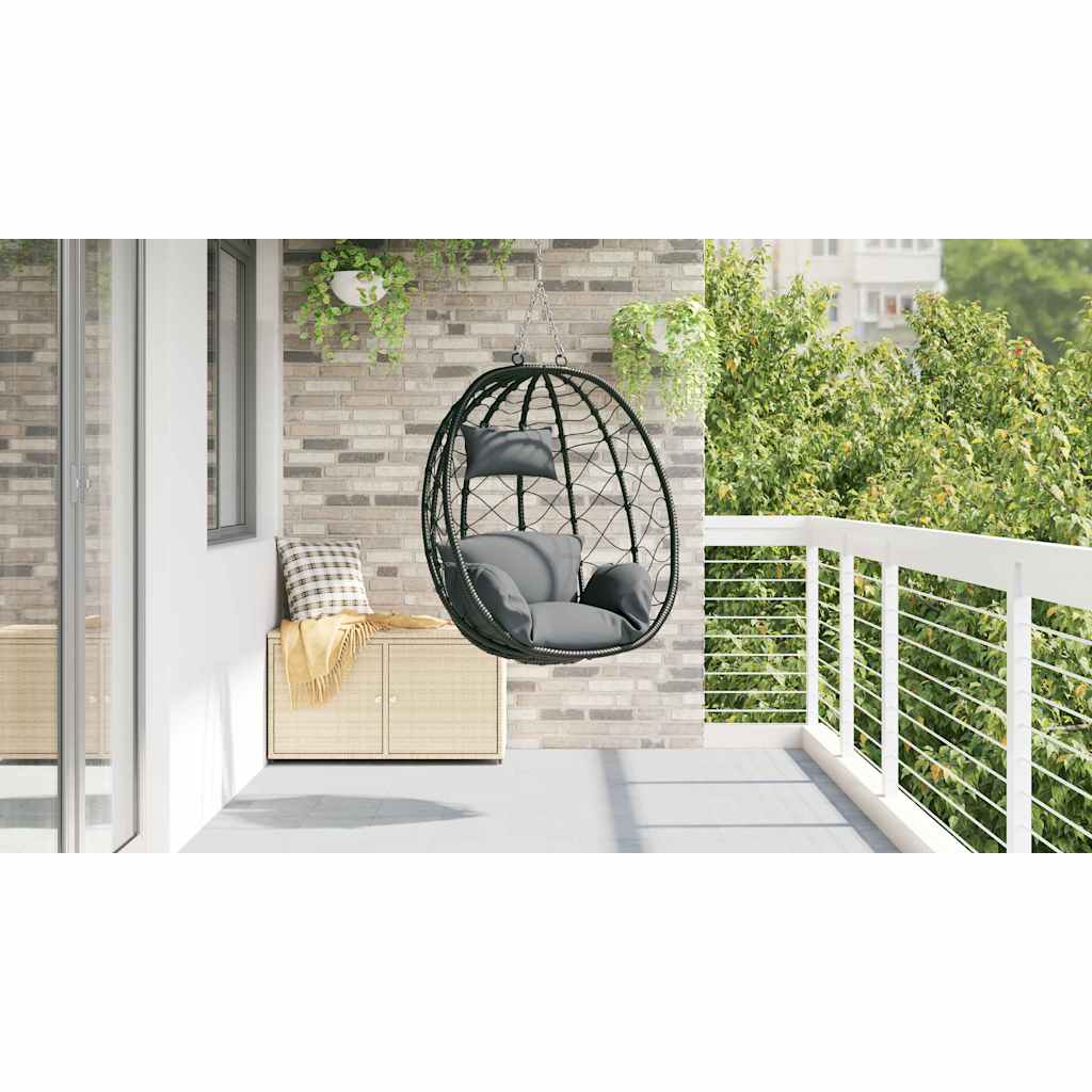 vidaXL Wiszące krzesło jajo Antracyt 91,5 x 54,5 x 107 cm polirattan