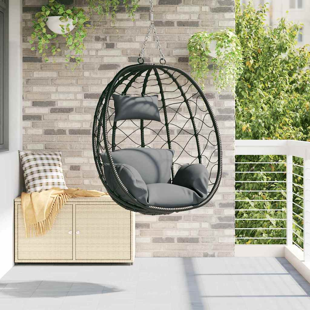 vidaXL Wiszące krzesło jajo Antracyt 91,5 x 54,5 x 107 cm polirattan