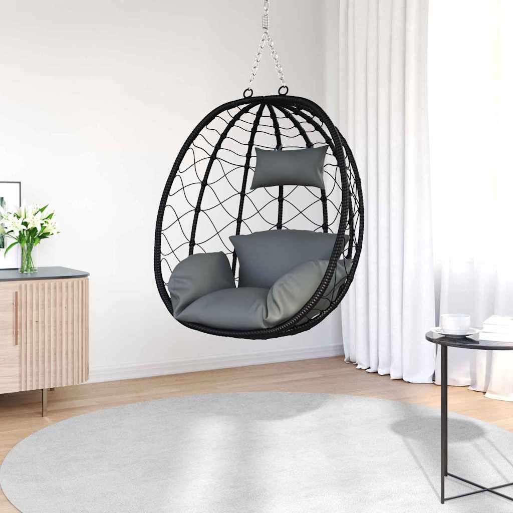 vidaXL Wiszące krzesło jajo Antracyt 91,5 x 54,5 x 107 cm polirattan