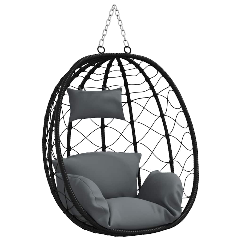 vidaXL Wiszące krzesło jajo Antracyt 91,5 x 54,5 x 107 cm polirattan
