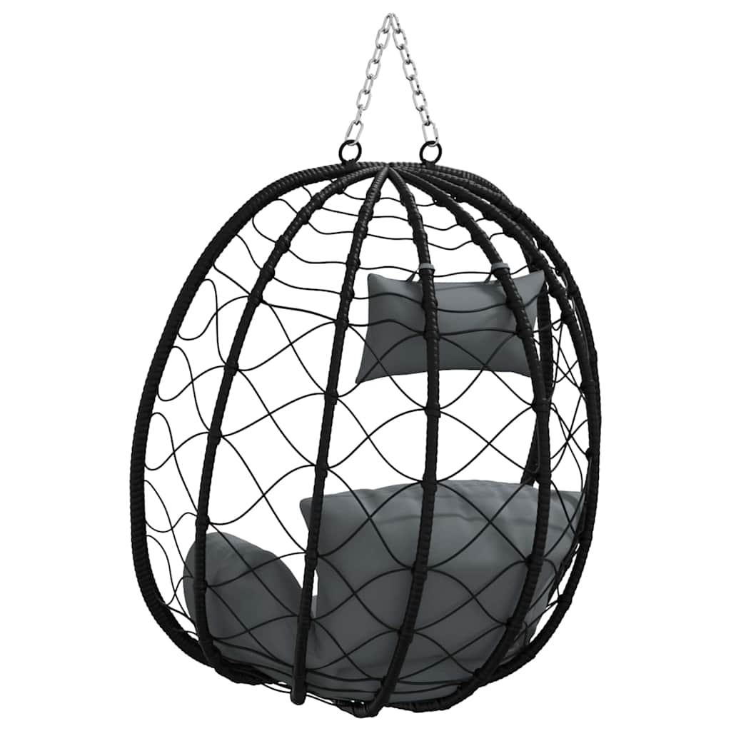 vidaXL Wiszące krzesło jajo Antracyt 91,5 x 54,5 x 107 cm polirattan