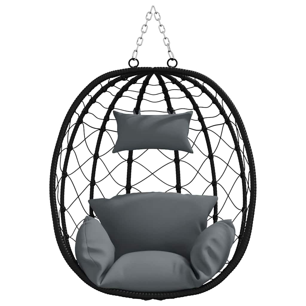 vidaXL Wiszące krzesło jajo Antracyt 91,5 x 54,5 x 107 cm polirattan
