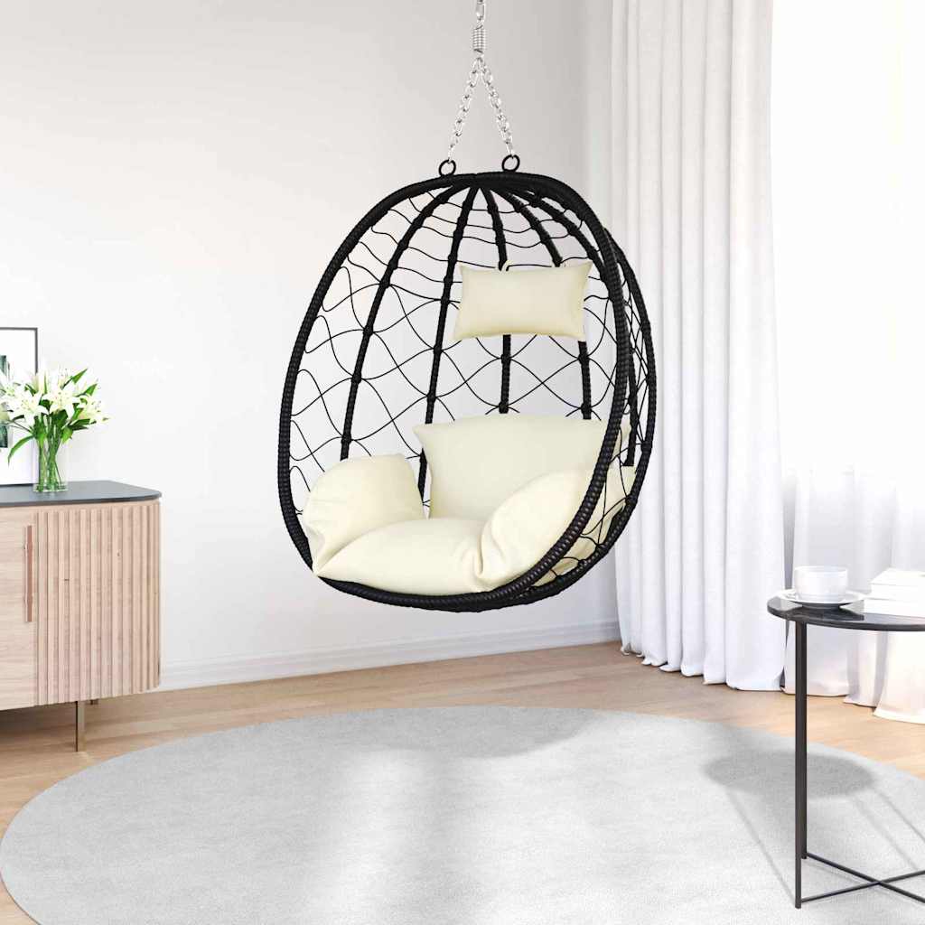vidaXL Wiszące krzesło jajo Kremowy biały 91,5 x 54,5 x 107 cm