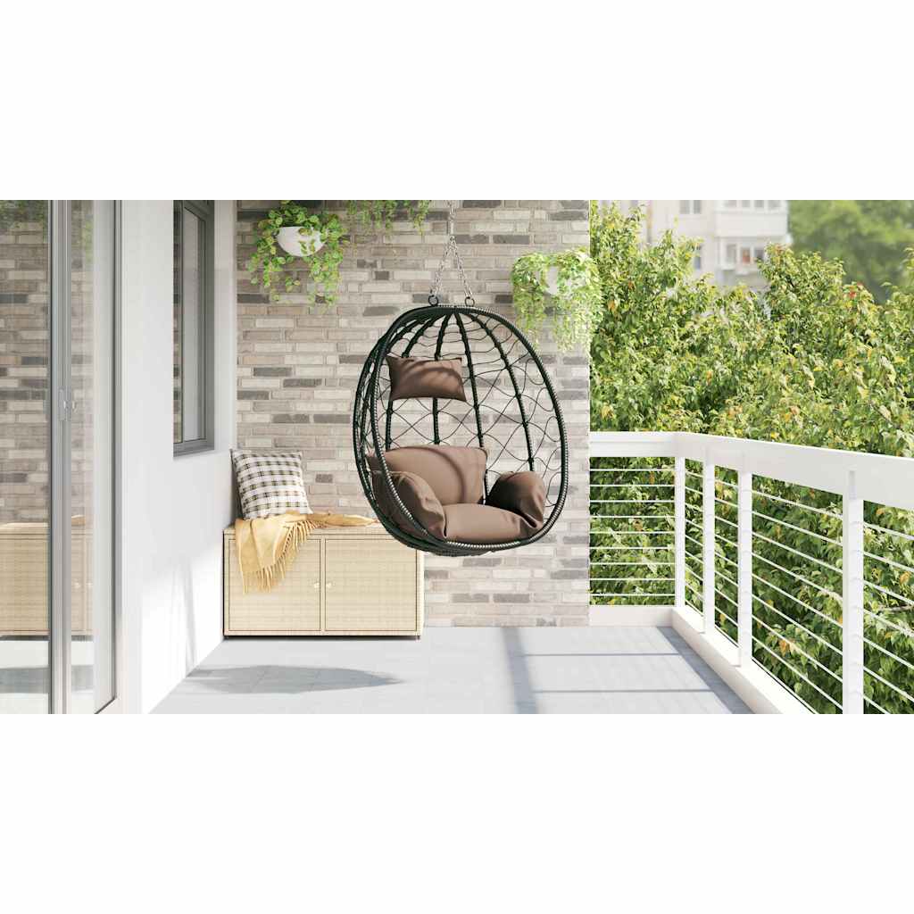vidaXL Wiszące krzesło jajo kawowy 91,5 x 54,5 x 107 cm polirattan