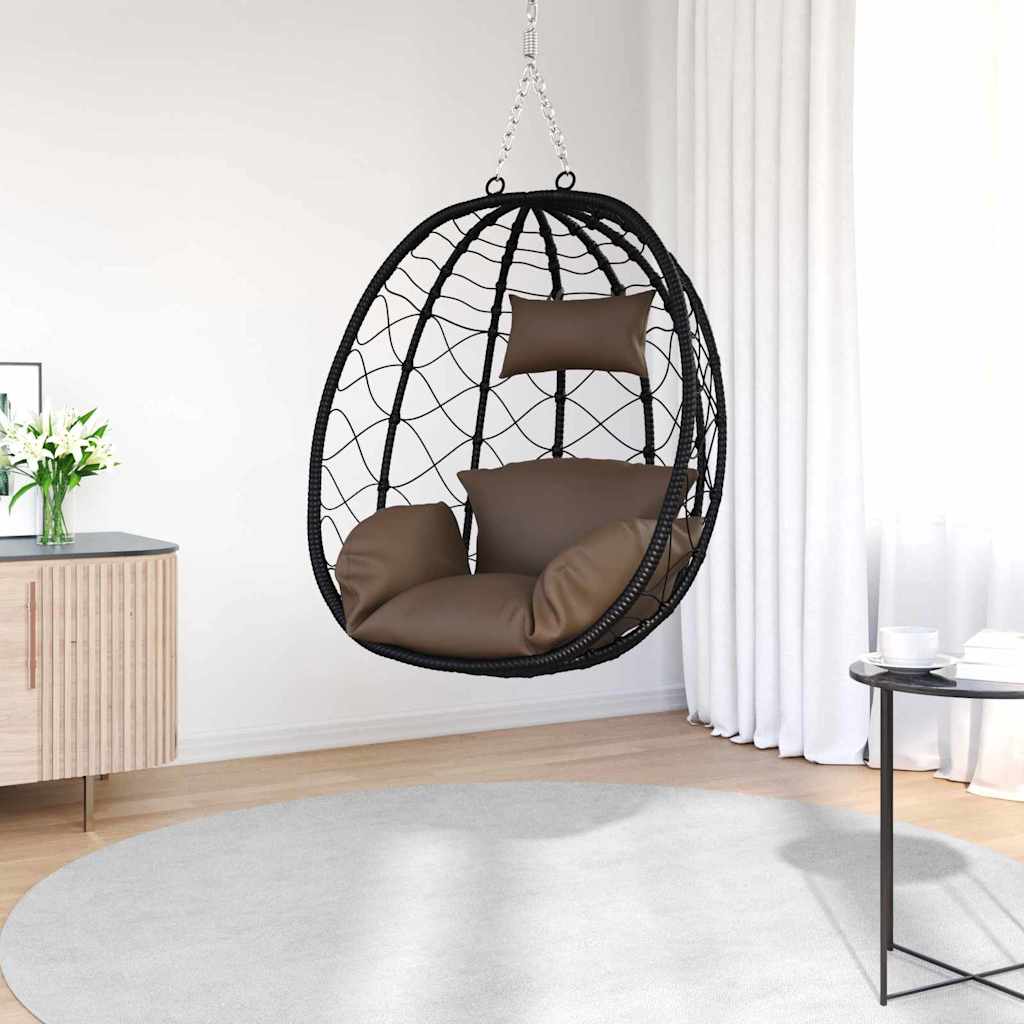 vidaXL Wiszące krzesło jajo kawowy 91,5 x 54,5 x 107 cm polirattan