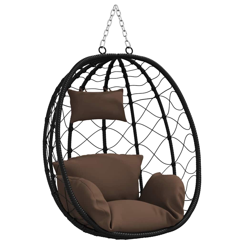 vidaXL Wiszące krzesło jajo kawowy 91,5 x 54,5 x 107 cm polirattan