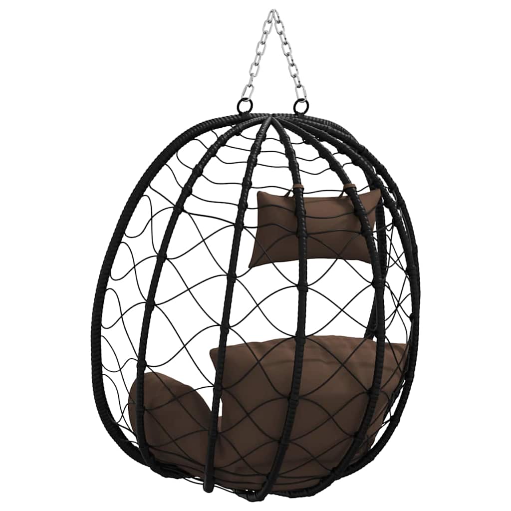 vidaXL Wiszące krzesło jajo kawowy 91,5 x 54,5 x 107 cm polirattan