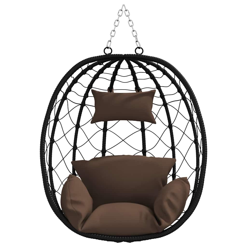 vidaXL Wiszące krzesło jajo kawowy 91,5 x 54,5 x 107 cm polirattan