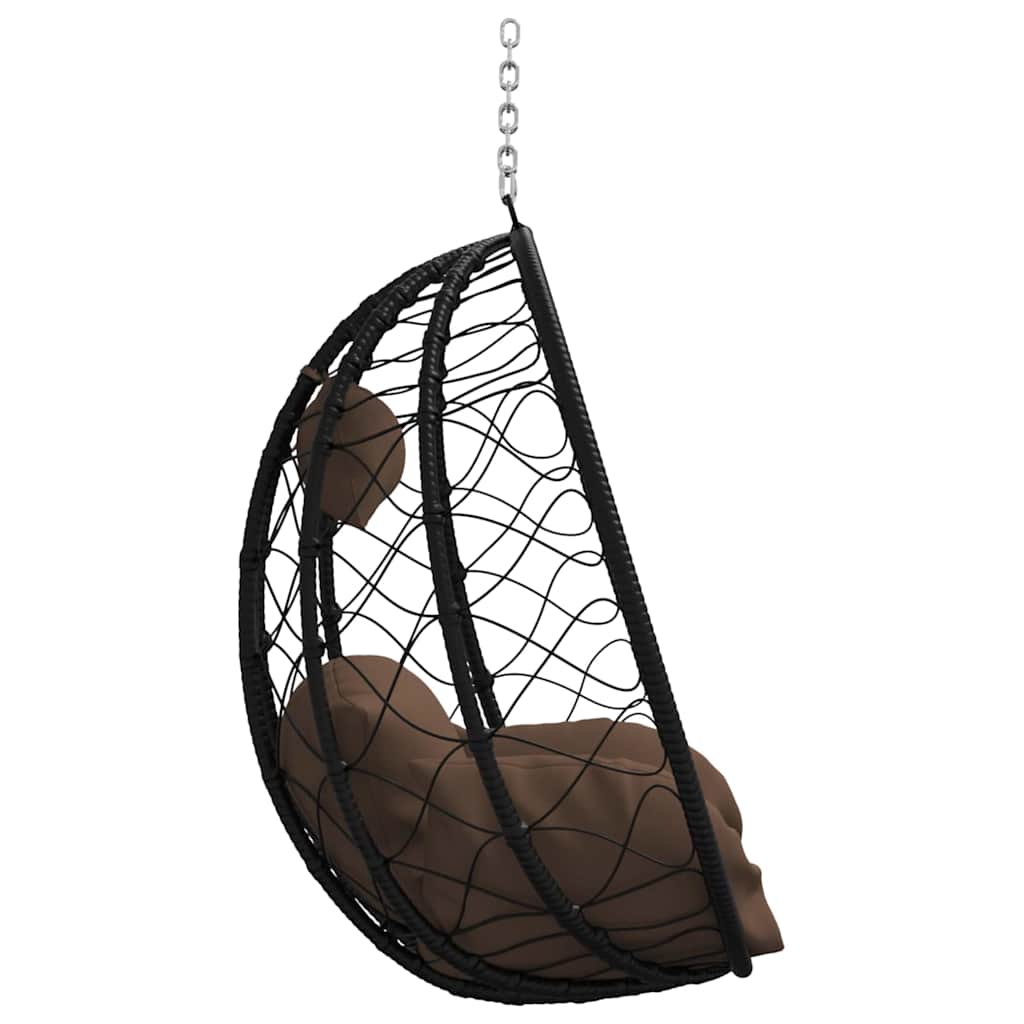 vidaXL Wiszące krzesło jajo kawowy 91,5 x 54,5 x 107 cm polirattan