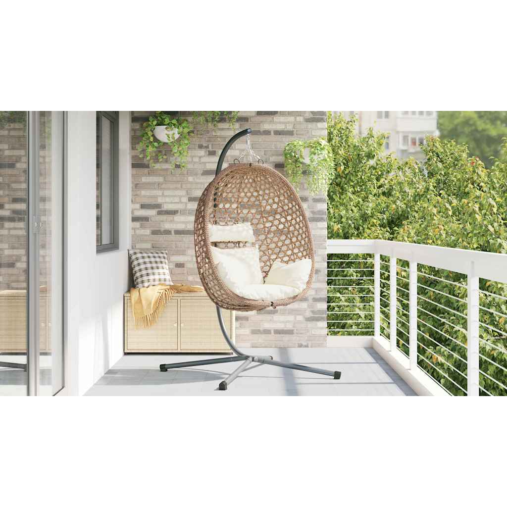 vidaXL Wiszące krzesło jajo Jasna śmietanka 104 x 100 x 191 cm