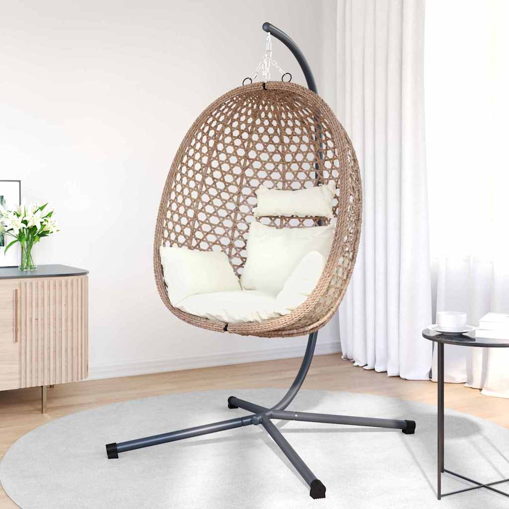 vidaXL Wiszące krzesło jajo Jasna śmietanka 104 x 100 x 191 cm