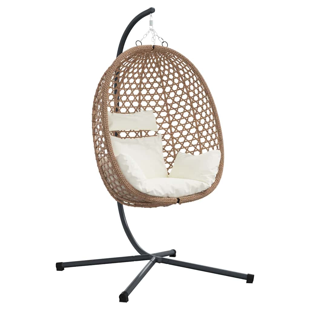 vidaXL Wiszące krzesło jajo Jasna śmietanka 104 x 100 x 191 cm