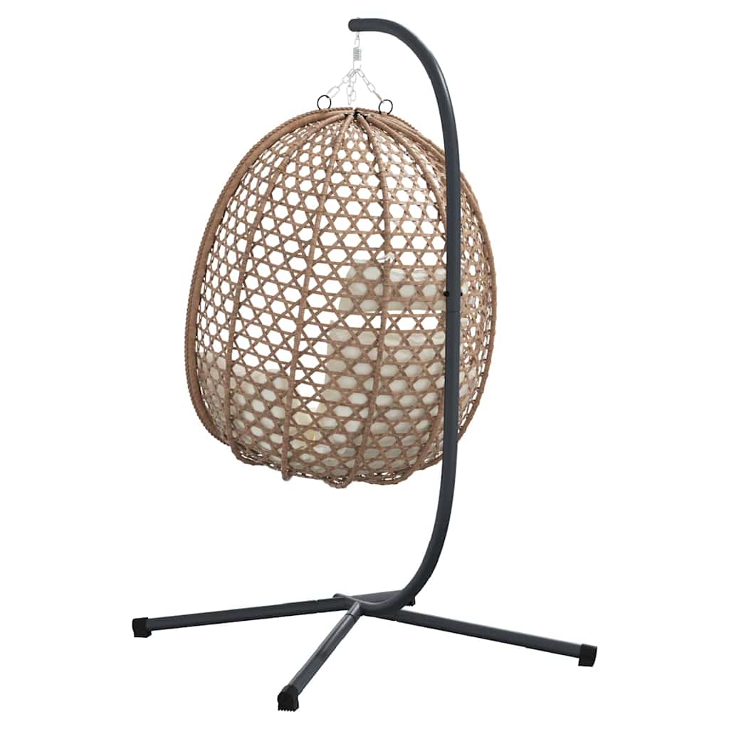 vidaXL Wiszące krzesło jajo Jasna śmietanka 104 x 100 x 191 cm