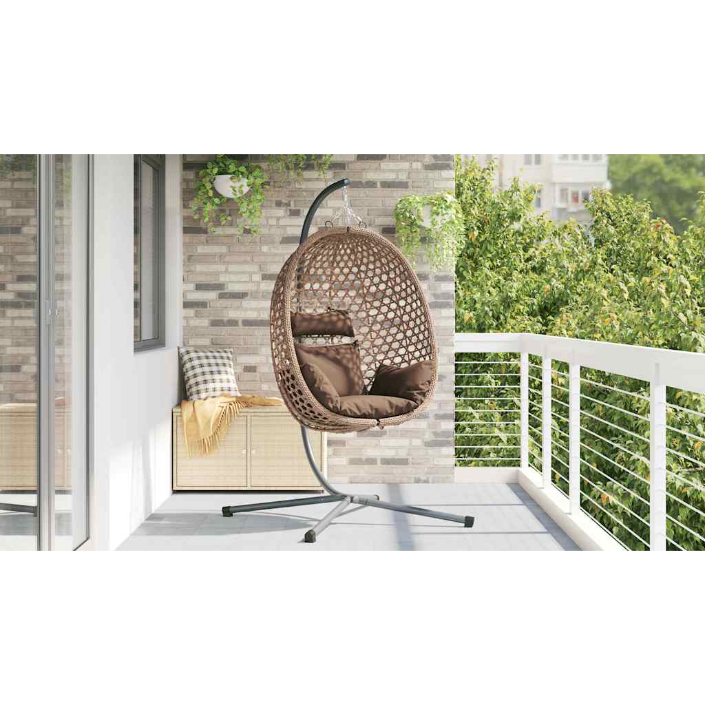 vidaXL Wiszące krzesło jajo kawowy 104 x 100 x 191 cm polirattan