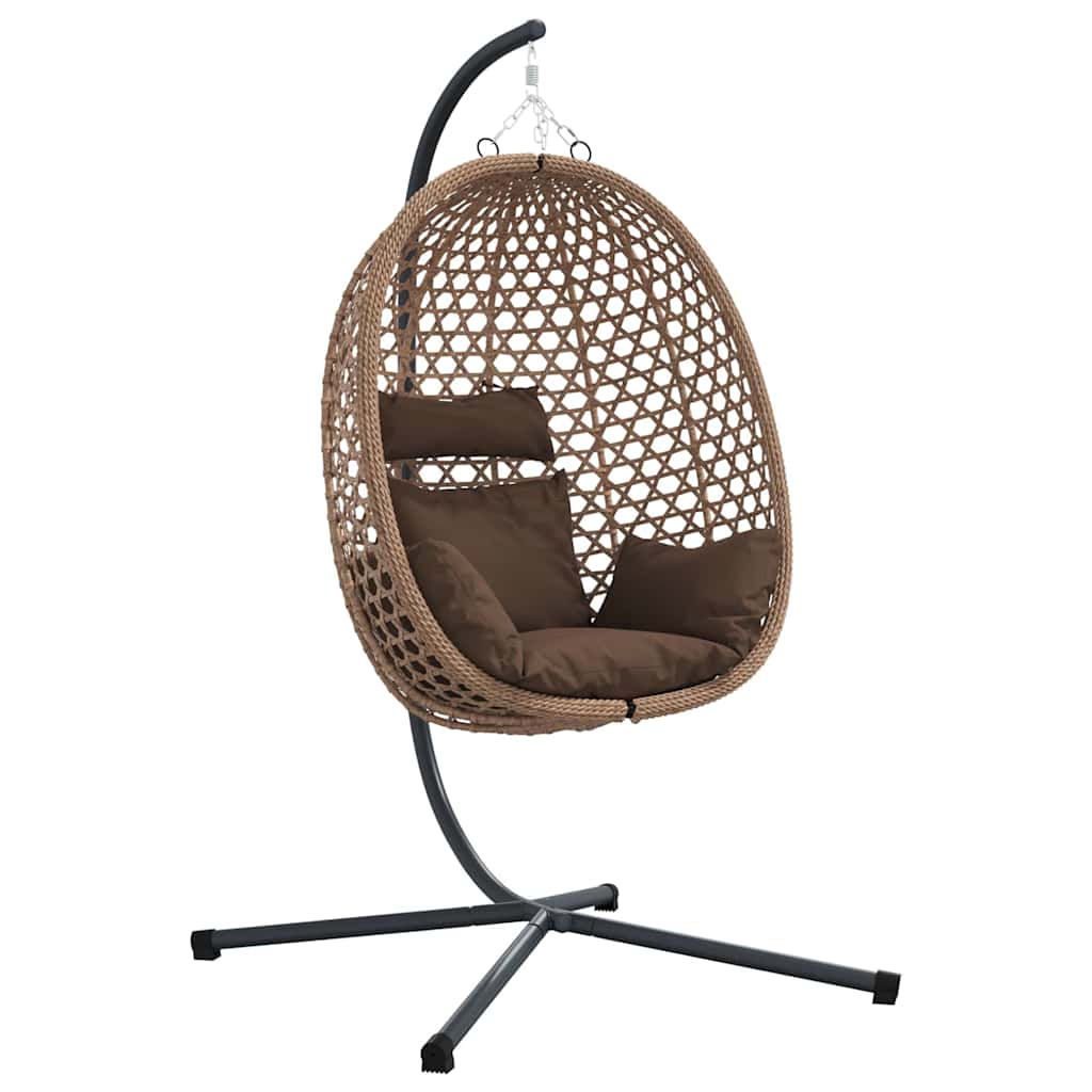 vidaXL Wiszące krzesło jajo kawowy 104 x 100 x 191 cm polirattan