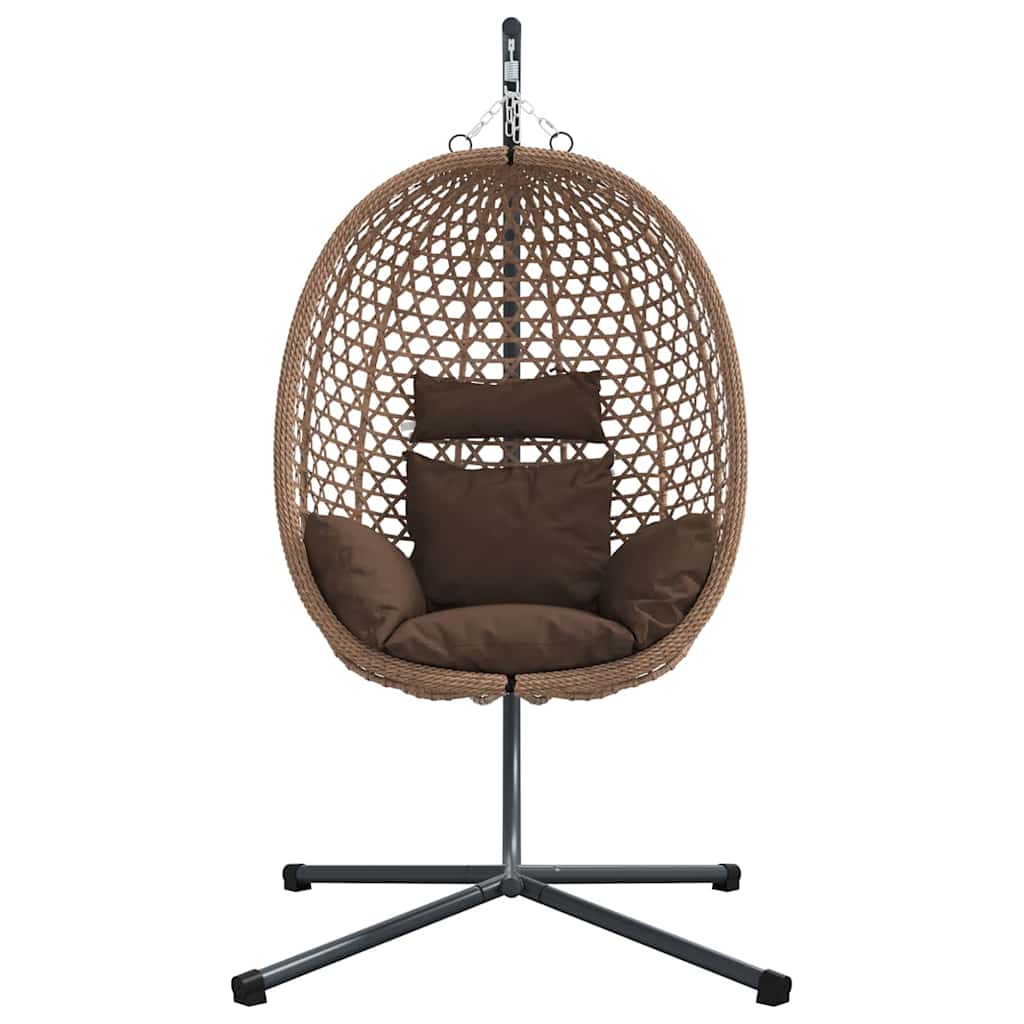 vidaXL Wiszące krzesło jajo kawowy 104 x 100 x 191 cm polirattan