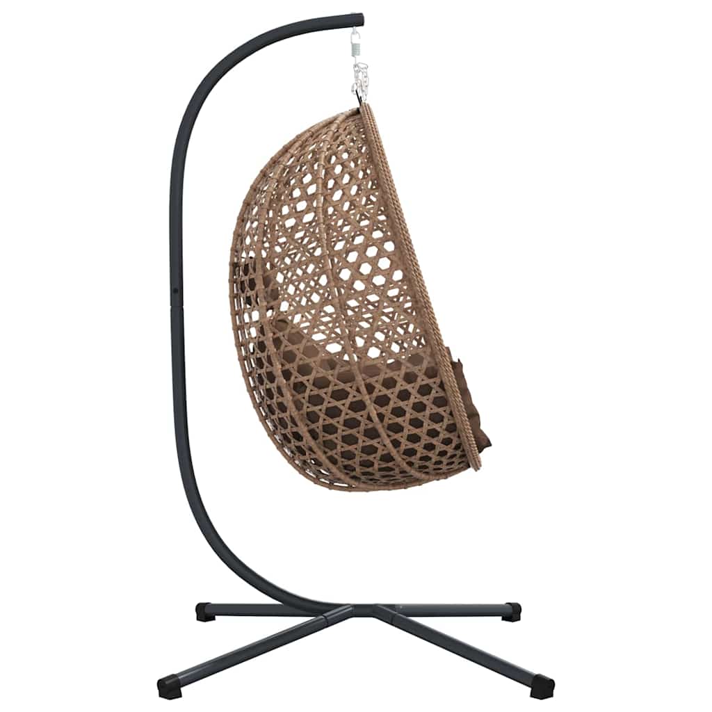 vidaXL Wiszące krzesło jajo kawowy 104 x 100 x 191 cm polirattan