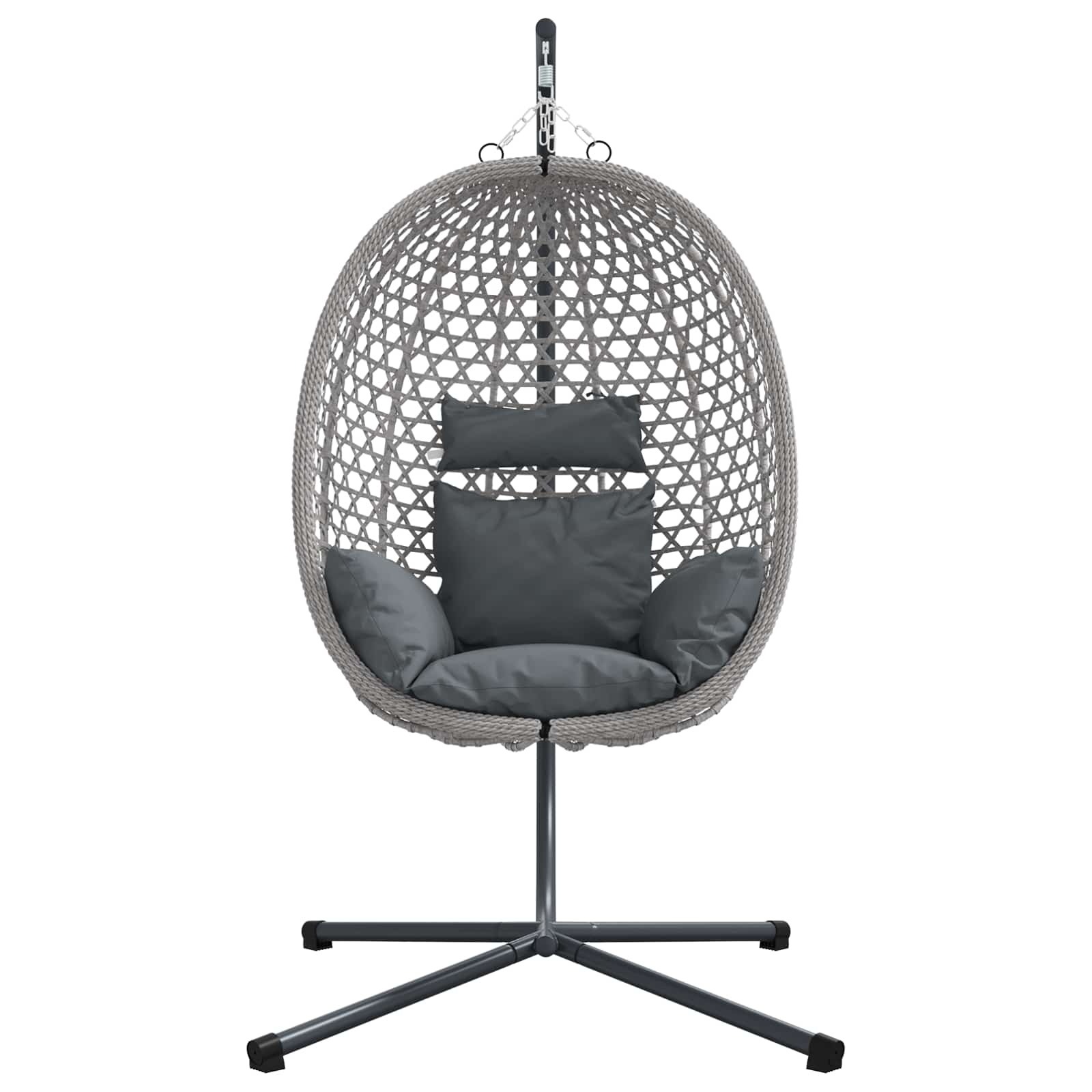 vidaXL Wiszące krzesło jajo antracytowy i szary 104 x 100 x 191 cm