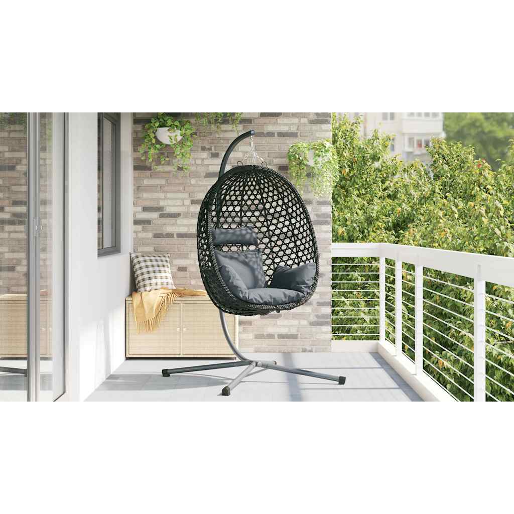 vidaXL Wiszące krzesło jajo Antracytowy i czarny 104 x 100 x 191 cm